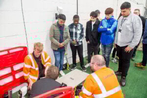 Quickline Leeds broadband training centre Content Asset Quickline Engineers with Year 12 Students